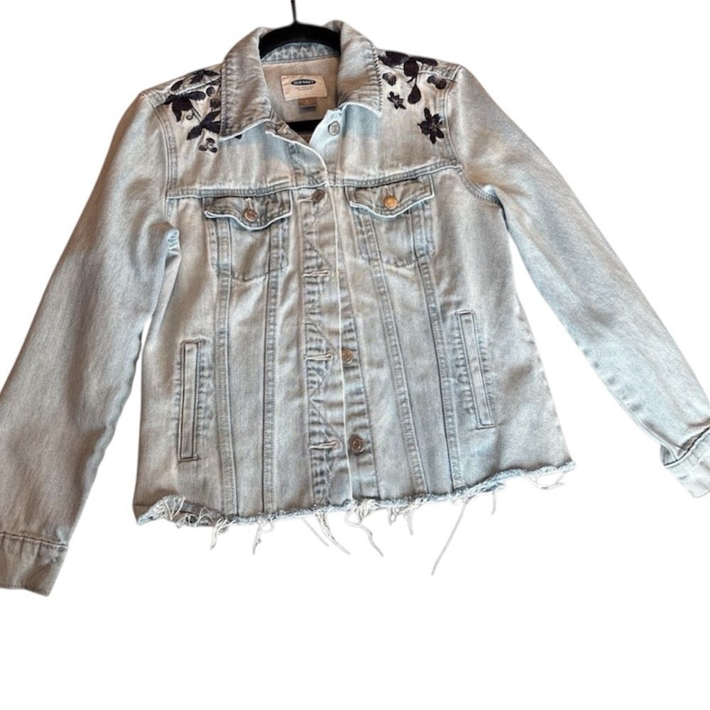 Old Navy Denim Jacket with Embroidered Floral Details